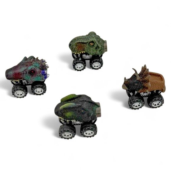 Dinosaur Monster Trucks Set Of 4 Assorted Colors & Designs Prehistoric Toy Cars - Picture 2 of 12